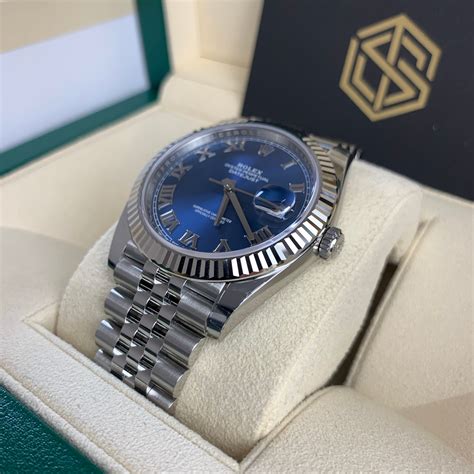 rolex datejust blue face roman numerals|rolex datejust 41 roman numerals.